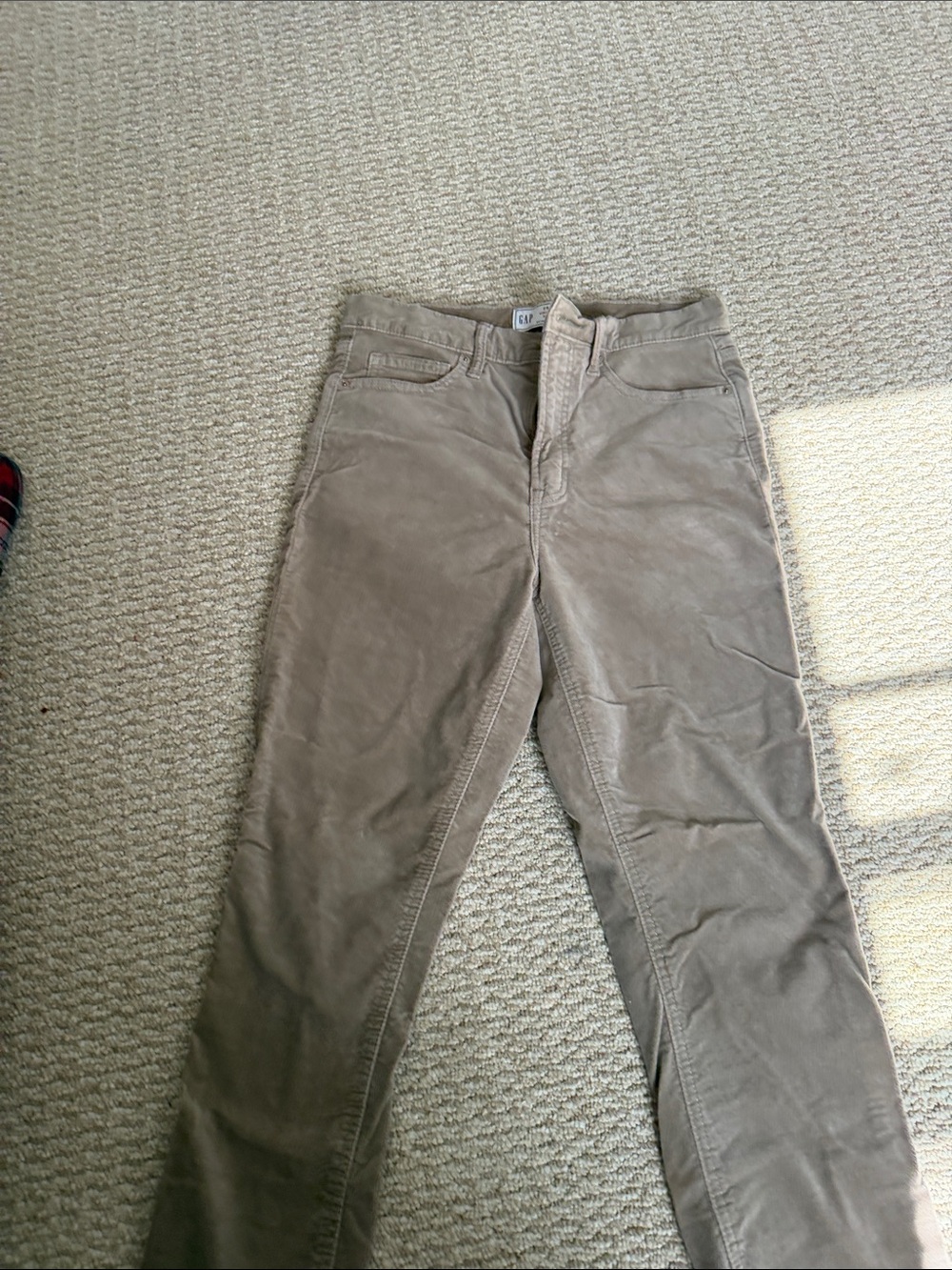 GAP vintage slim high rise tan velvet